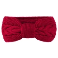 Close-up of red cable knit headband showing the detailed knot and woven texture - Burgundy