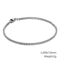 Schlankes 1,8 mm Edelstahl Box-Armband in Silber für Damen und Herren Länge 200 mm - 20cm / Silber 1.8mm (KB126637-Z)