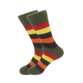 Detail of colorful striped crew socks with vibrant cotton knit texture for men - 42-46 / Olive Green Mixed Stripes