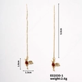 Détail des boucles d'oreilles colibri avec longueur de 9cm et dimensions du cristal - Style Colibri Strass Rouge (E02030-1)