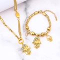 Gold Hamsa Hand and Evil Eye necklace and bracelet set with colorful enamel detail - Set