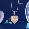 Golden heart shield pendant necklace with white zircons and silver snake chain - Two Colors