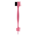 Pink dual-sided edge control eyebrow brush and comb tool with black bristles - 5-Head Style Edge Brush Pink