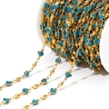 Blue glitter heart charms on 18k gold plated stainless steel DIY jewelry chain - Blue