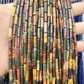 Mix of colorful 4x13mm natural stone cylinder beads for handmade jewelry DIY - 4x13mm Tube/Strand / Natural Red Pine Stone