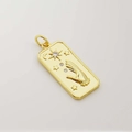 Rectangular gold tarot pendant with sun, moon, and star engravings and zircon stones - Tarot Mysticism Rectangle Pendant