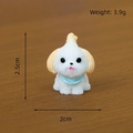 Miniature puppy figurine with blue bib variant, size 2.5cm by 2cm for DIY decor - White Shih Tzu