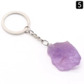 Natural purple amethyst raw stone keychain with irregular crystal and silver link - Amethyst