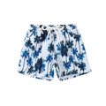 Badeshorts für Jungen in Weiß mit blauem Palmenmuster und verstellbarem Kordelzug - 152 / Palme