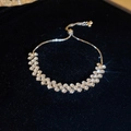 Silver square zircon adjustable bracelet with double row crystals on black velvet - 22# Silver
