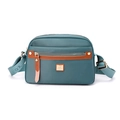 Bolso bandolera de nailon verde azulado para mujer con doble cremallera y correa FOX - Azul Lago