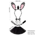 Kids zebra costume set with headband, bow tie, tail, and tutu for Halloween party - 4pcs Zebra Set (Hair Ears + Skirt)