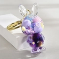 Cute bunny shaped liquid quicksand keychain with purple Kuromi figure and colorful beads - Gradient Rope + Colorful Bead Milk Tea Cup / Rabbit Single Clip [Purple]