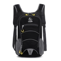 Black lightweight outdoor cycling backpack with grey mesh and yellow zipper pulls - 20-35L / Black