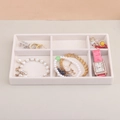 Beige velvet jewelry tray with 6 compartments for drawer storage and display - 6 Grids / Beige