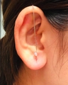 Vertical silver stud earring with clear zircon stone, minimalist needle style for women - Small Leaf Style Gold (6517)