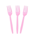 Pink disposable plastic forks with diamond pattern handle for cherry themed party - Pink Forks 10pcs