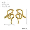 18k gold plated stainless steel snake shape earrings No.1329 with 30mm height and 5g weight - 1329