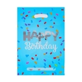 Sky blue Happy Birthday plastic gift bag with colorful confetti and handle - 12 Blue Confetti Birthday (17*25CM)