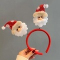 Festive red Christmas headband with cute spring-mounted Santa Claus plush ornaments - Polka Dot Santa