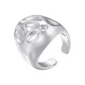 Detail of silver irregular hammered texture and wide band on the adjustable ring - Irregular Textured Lava Style (VJ650 White Gold Color)