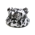 Dettaglio cappello invernale in pelliccia sintetica leopardata con orecchie di orso - M (56-58cm) / Bianco Macchiato