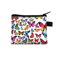 Butterfly print children's coin purse with zipper and black strap on white background - White Base Painted Butterfly