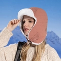 Gorro de aviador rosa salmón con textura acolchada y orejeras de piel sintética - Rosa Palo