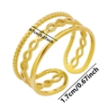 Detail view of gold multi-layer open ring showing width 0.7cm and diameter 1.7cm measurements - Gold
