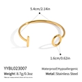 Gold stainless steel open cuff bracelet with minimalist hollow ring design and polished finish - Round Ring T-Bar Design (YYBL023007)