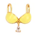 Golden bra pendant with yellow enamel inlay and sparkling pear-cut zircon charm - Bikini Shape-Yellow