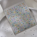 French Macaron 5D embossed nail art stickers with rainbow geometric crystal designs - Rainbow Geometric Diamond Style (CO-404)