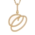 Close-up of golden necklace with a crystal-encrusted letter O pendant and fine chain - O (Gold)