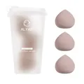 Set mit 3 milchteebraunen Make-up Schwämmchen in einem kreativen Plastikbecher Behälter - 3er-Set / Hellbraun