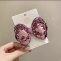 Handmade pink sequined double bow hair clip for girls, sparkly sweet hair accessory - Dusty Rose
