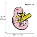 Pink cartoon dinosaur enamel pin size detail showing 2.8cm height and 2.3cm width - Pink Dinosaur with Rulers