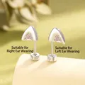 Silver cat ear cartilage stud earrings with pink cubic zirconia and flat screw backs - Pink - Right Ear (A379-2#)