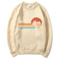 Beige Gulf of Mexico Forever sweatshirt with tropical palm tree print and ribbed cuffs - S / Khaki