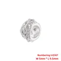 Detail of silver hollow flower charm with zircon stone, size 5mm by 9.5mm, VZ387 - Eye Pattern (VZ387) / 5*9.5mm / White Gold