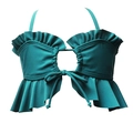 Haut de bikini pour fille vert paon avec ourlet à volants et bretelles licou réglables - 104 / Haut de Bikini à Cordon Sarcelle