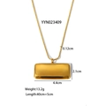 Polished gold rectangular pendant necklace with 4.4cm plate and snake chain dimensions - Mirror Rectangle Style (YYN023409)