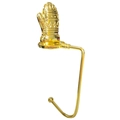 Golden metal Christmas stocking holder with decorative glove design for mantel - Gloves / Gold