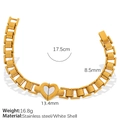 Golden stainless steel chain bracelet with white shell heart and Roman numerals - Heart Pendant Gold Style (SL59) / Gold