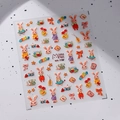Stickers ongles en relief avec lapins colorés, nœuds et caméras rétro modèle MN-398F - Style Rétro Lapin de Dessin Animé (MN-398F)