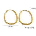 14K gold plated stainless steel oval hoop earrings measuring 24mm by 20mm for women - Large Oval Style (YTE2404041-7)