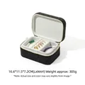 Portable black tweed jewelry box with gray velvet lining and zipper closure, 16.6x11.5x7.2cm - Black (Linen) / No. 1