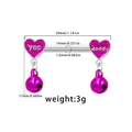 Pink heart nipple ring with bell and yes daddy text in stainless steel finish - Pink Bell Heart (Yes Daddy)