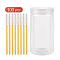 Disposable eyelash brush set 100 pcs with yellow handles and white spiral bristles in tube - 100 Packs / Gold Handle - White Bristles