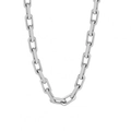 Gepolijste zilveren roestvrijstalen rechthoekige schakelketting in een professionele U-vorm - Halsketting-45cm / Staalkleur
