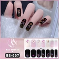 Macro view of BB-007 5D nail stickers featuring colorful rhinestones and heart patterns - Style BB007